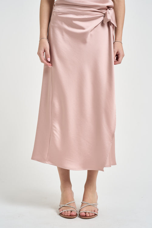 Gonna donna con fiocco satinata rosa - 1