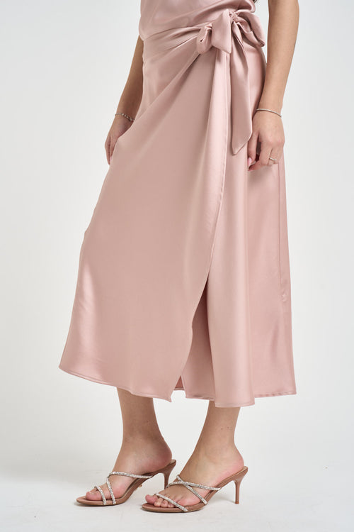 Gonna donna con fiocco satinata rosa - 2