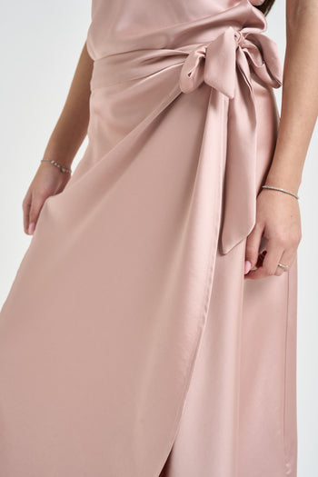 Gonna donna con fiocco satinata rosa - 4