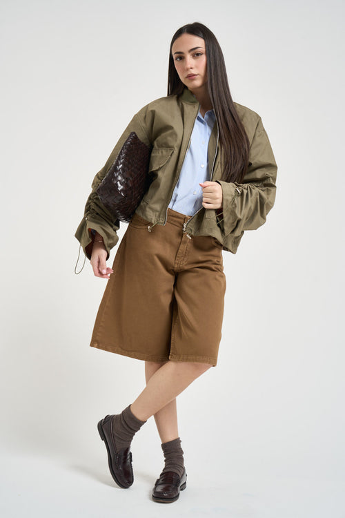 Bomber donna con coulisse verde - 1