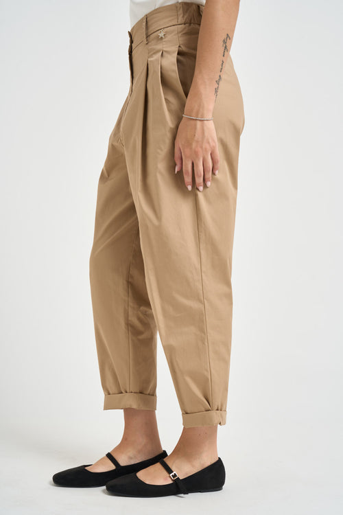 Pantaloni donna con pinces beige - 2