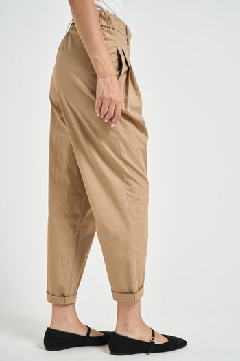Pantaloni donna con pinces beige - 4