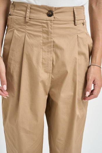 Pantaloni donna con pinces beige - 5