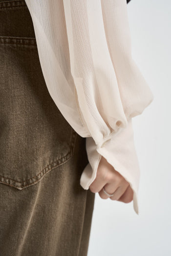 Camicia donna semistrasparente panna - 6