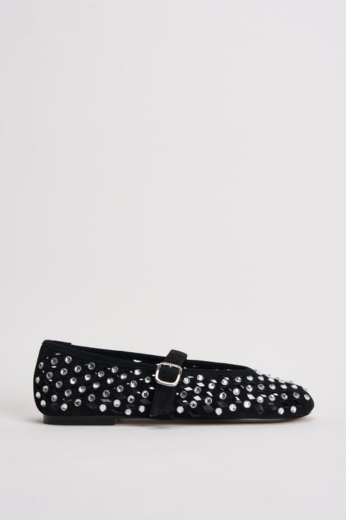 Ballerina donna nera traforata con borchie silver - 1