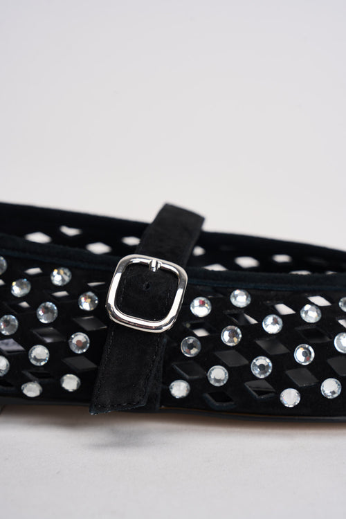 Ballerina donna nera traforata con borchie silver - 2