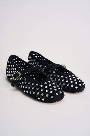 Ballerina donna nera traforata con borchie silver - 3