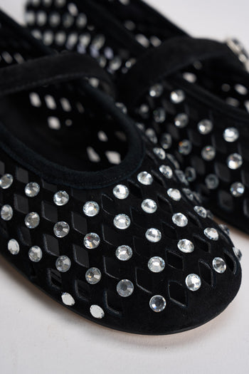 Ballerina donna nera traforata con borchie silver - 4