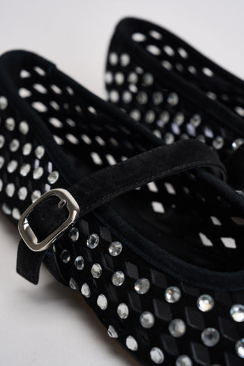 Ballerina donna nera traforata con borchie silver - 5