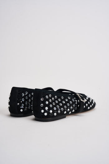 Ballerina donna nera traforata con borchie silver - 7