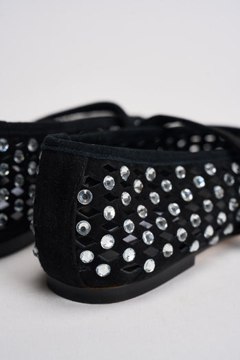 Ballerina donna nera traforata con borchie silver - 8
