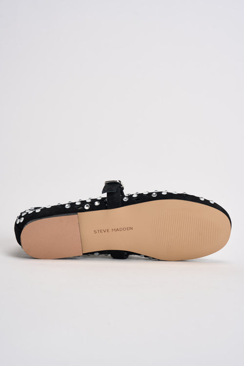 Ballerina donna nera traforata con borchie silver