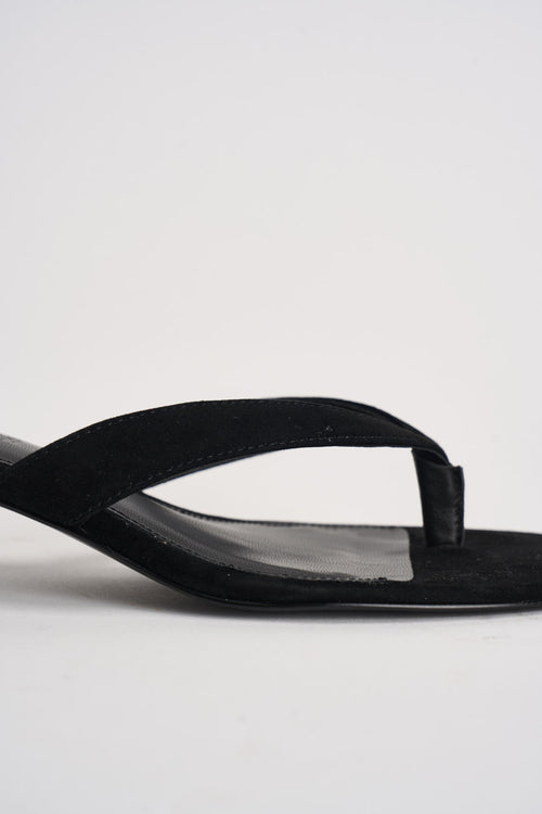 Sandali donna infradito in suede nero - 2