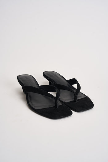 Sandali donna infradito in suede nero - 3