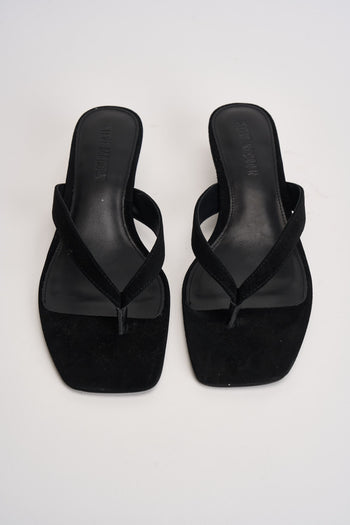 Sandali donna infradito in suede nero - 5