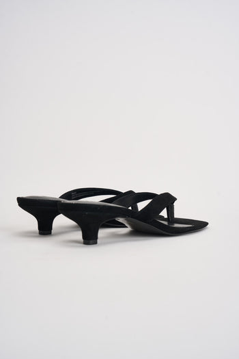 Sandali donna infradito in suede nero - 6