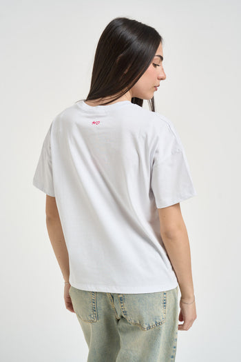 T-shirt donna con ricamo bianca - 3