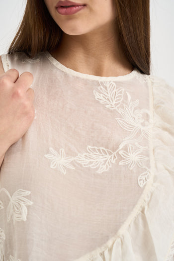 Top donna con ricami panna - 3