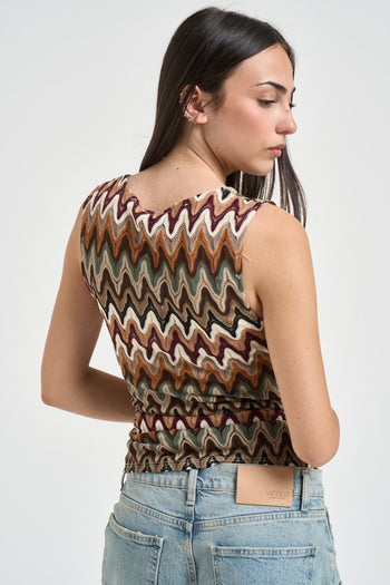 Top donna con nodo frontale multicolor - 3
