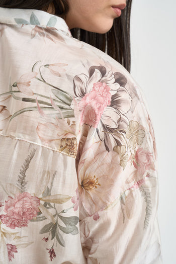 Camicia donna fantasia floreale latte - 4