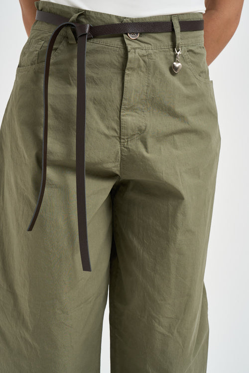 Pantalone donna barrel fit verde militare - 2