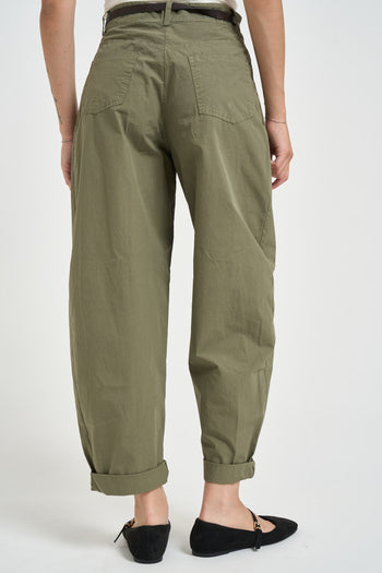 Pantalone donna barrel fit verde militare - 4