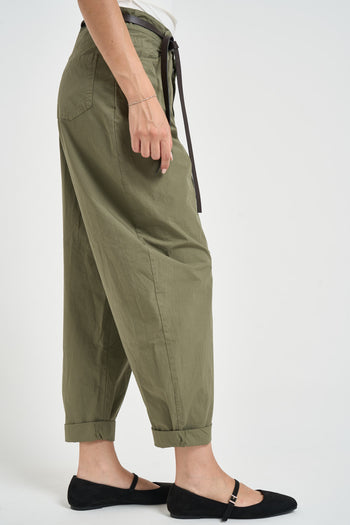 Pantalone donna barrel fit verde militare - 5