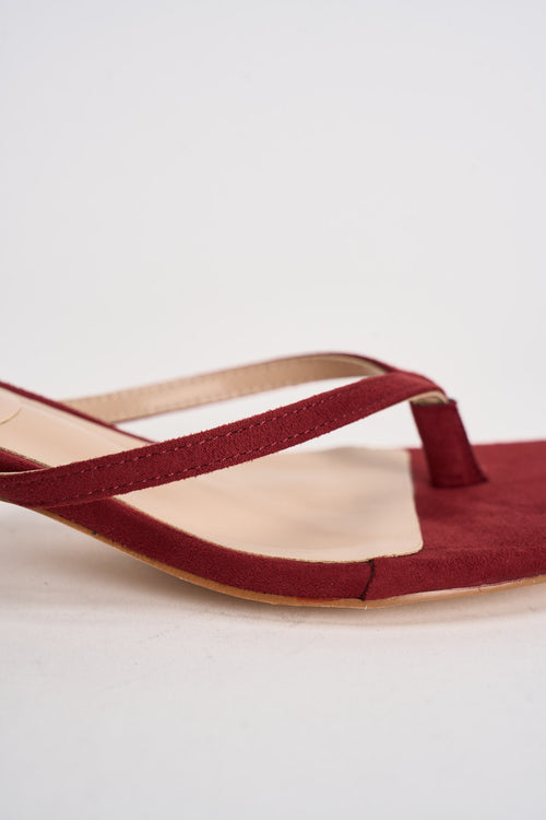 Sandali donna infradito tacco basso rosso - 2