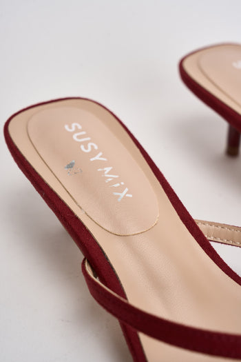 Sandali donna infradito tacco basso rosso - 5