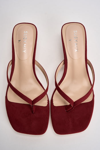 Sandali donna infradito tacco basso rosso - 6