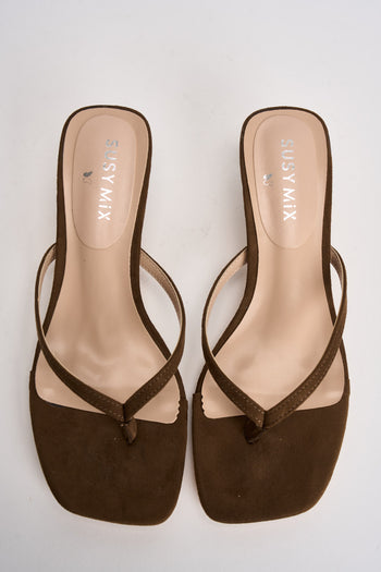 Sandali donna infradito tacco basso marrone - 5