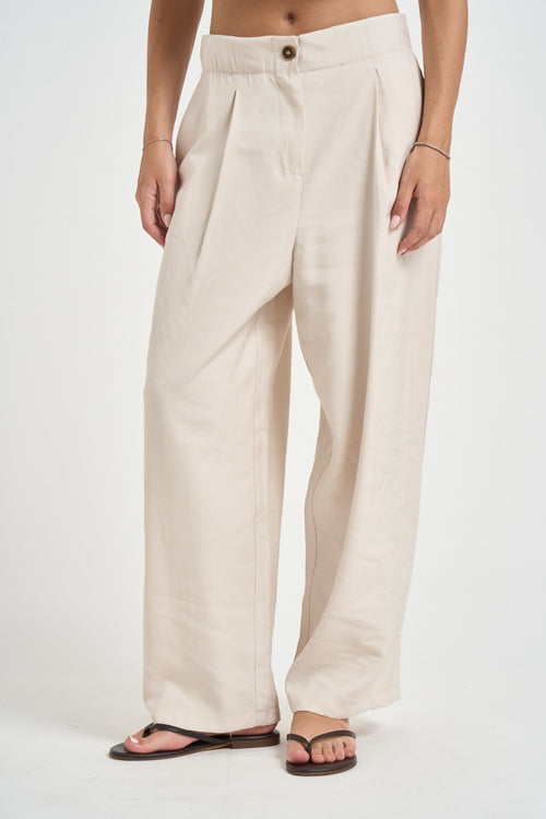 Pantalone donna con pinces panna