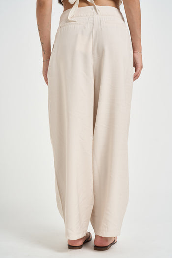 Pantalone donna con pinces panna - 3