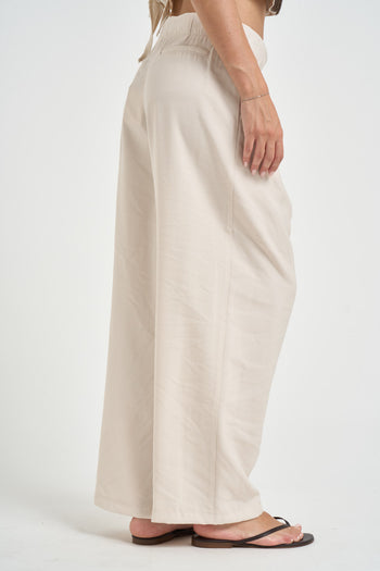 Pantalone donna con pinces panna - 4