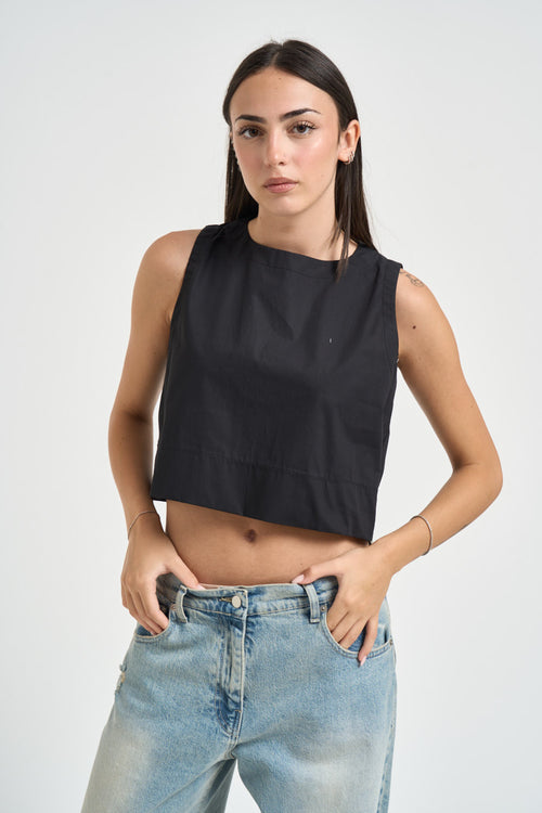 Top donna cropped nero