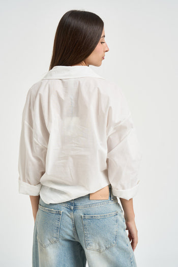 Camicia donna tasca ricamata bianca - 3