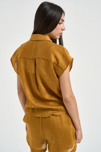 Camicia donna fluida ocra - 4