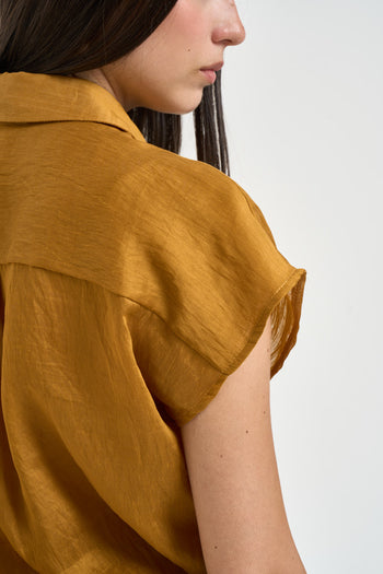 Camicia donna fluida ocra - 5
