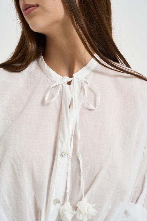 Camicia donna collo alla coreana bianca - 2