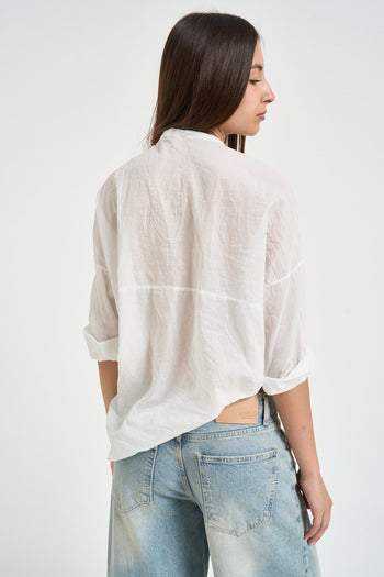 Camicia donna collo alla coreana bianca - 3