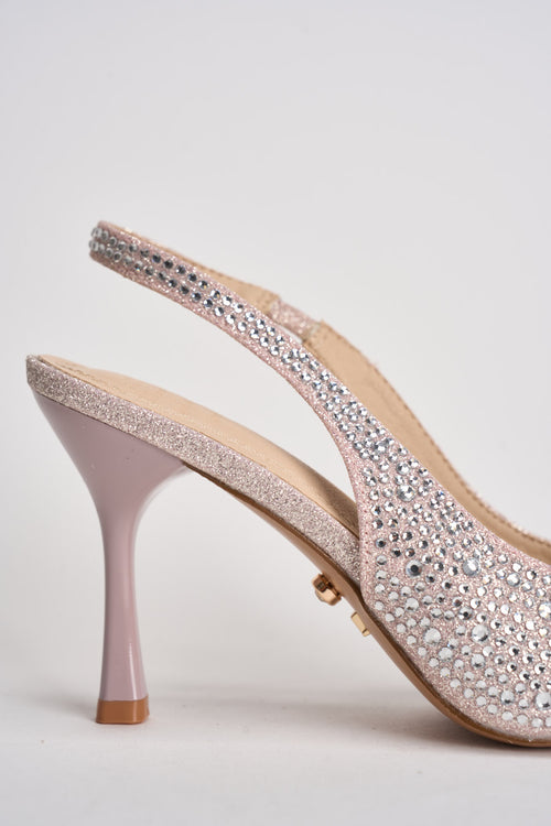 Sandalo donna con tacco rosa e argento - 2