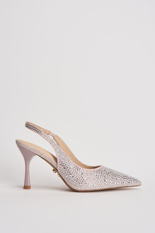 Sandalo donna con tacco rosa e argento - 1