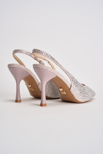 Sandalo donna con tacco rosa e argento - 6