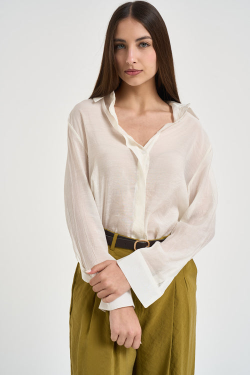 Camicia donna panna effetto satinato - 1