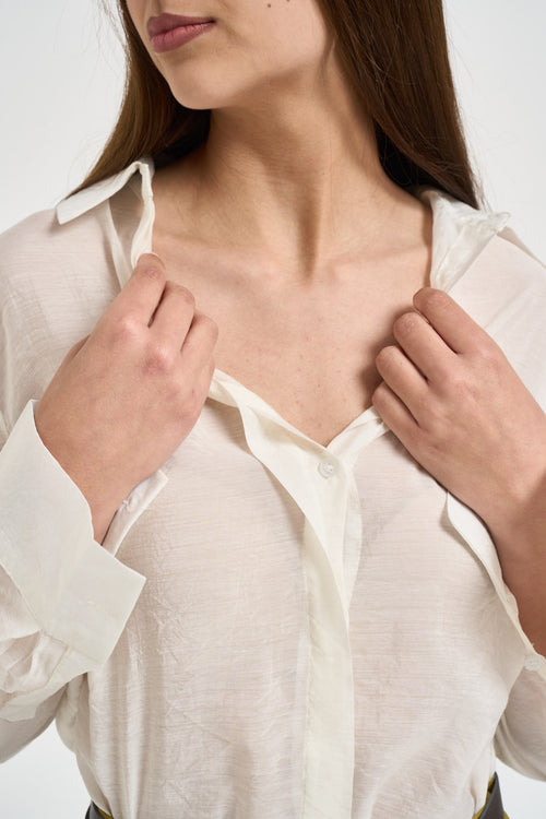 Camicia donna panna effetto satinato - 2