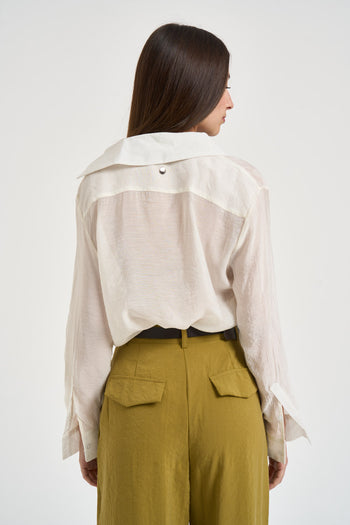 Camicia donna panna effetto satinato - 3