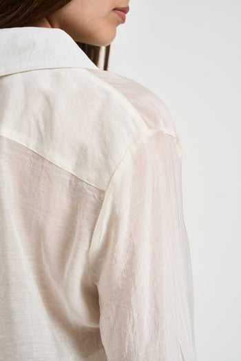 Camicia donna panna effetto satinato - 4