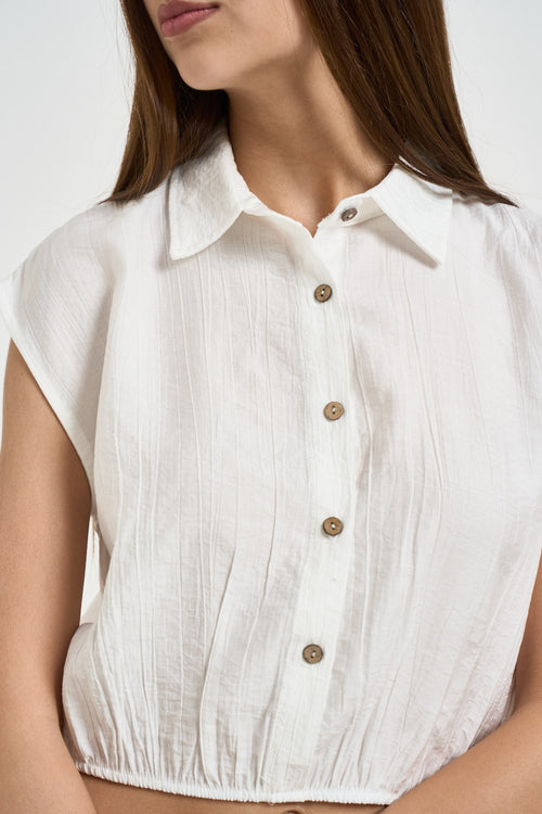 Blusa donna smanicata bianca - 2