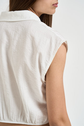 Blusa donna smanicata bianca - 4