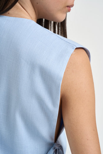 Gilet donna chiusura a fiocco celeste - 6